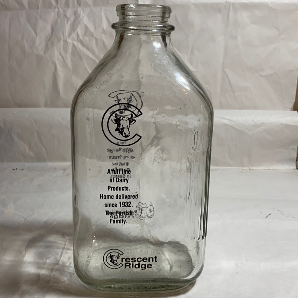 Crescent Ridge Glass Milk Bottle